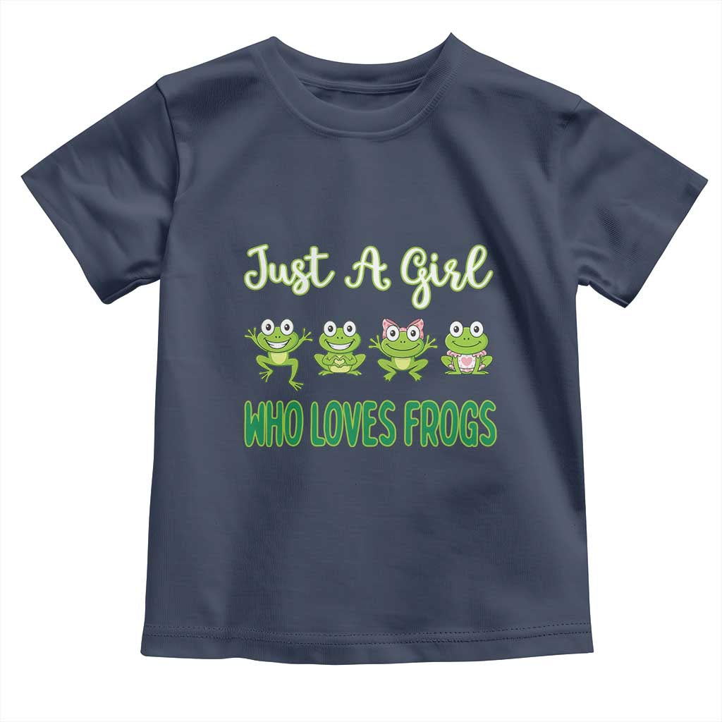 Just A Girl Who Loves Frogs Toddler T Shirt Frog Lover TS12 Navy Print Your Wear