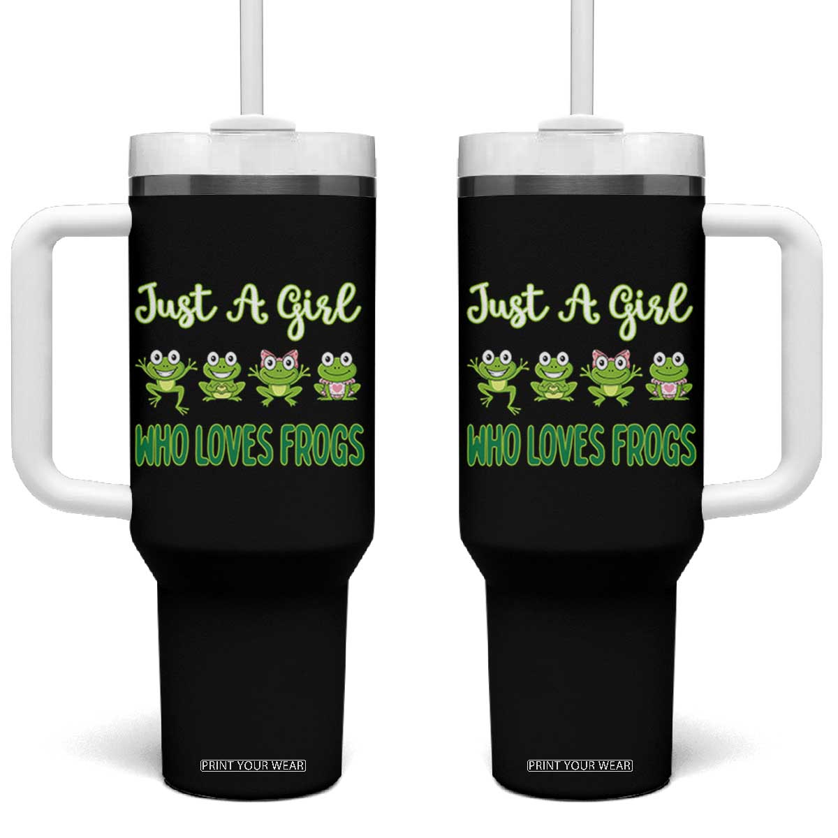 Just A Girl Who Loves Frogs Tumbler With Handle Frog Lover TS12 One Size: 40 oz Black Print Your Wear