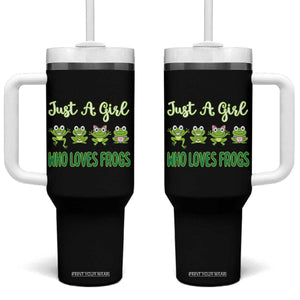 Just A Girl Who Loves Frogs Tumbler With Handle Frog Lover TS12 One Size: 40 oz Black Print Your Wear
