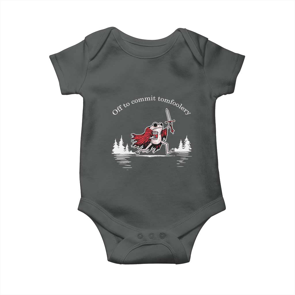 Off To Commit Tomfoolery Baby Onesie Frog Coffee Lover Gift TS12 Dark Heather Print Your Wear