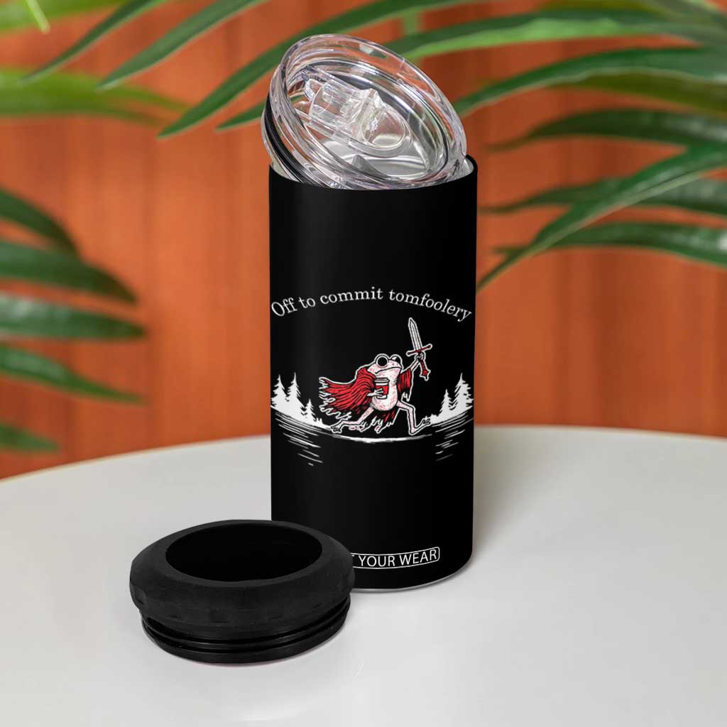 Off To Commit Tomfoolery 4 in 1 Can Cooler Tumbler Frog Coffee Lover Gift TS12 Print Your Wear