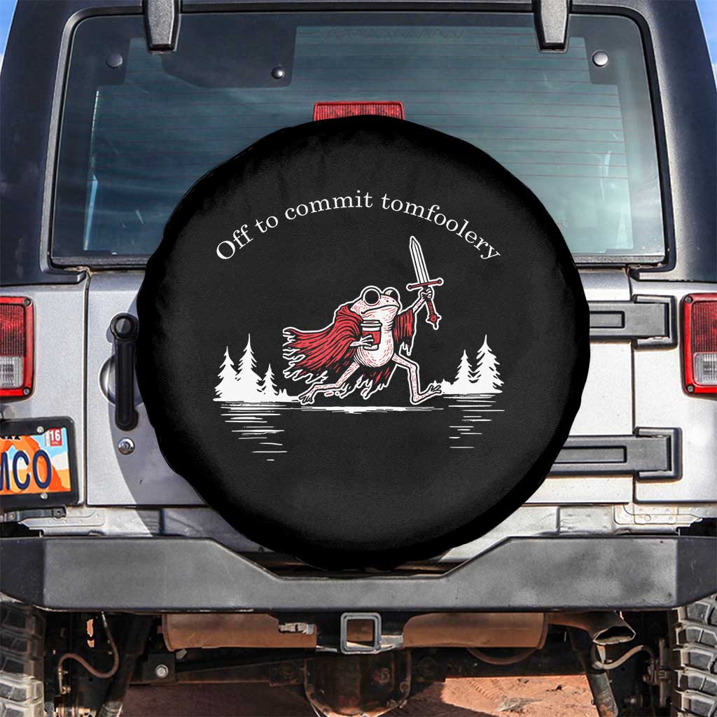 Off To Commit Tomfoolery Spare Tire Cover Frog Coffee Lover Gift TS12 No hole Black Print Your Wear