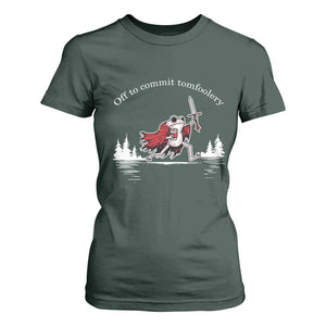 Off To Commit Tomfoolery T Shirt For Women Frog Coffee Lover Gift TS12 Dark Forest Green Print Your Wear