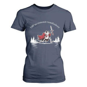 Off To Commit Tomfoolery T Shirt For Women Frog Coffee Lover Gift TS12 Navy Print Your Wear