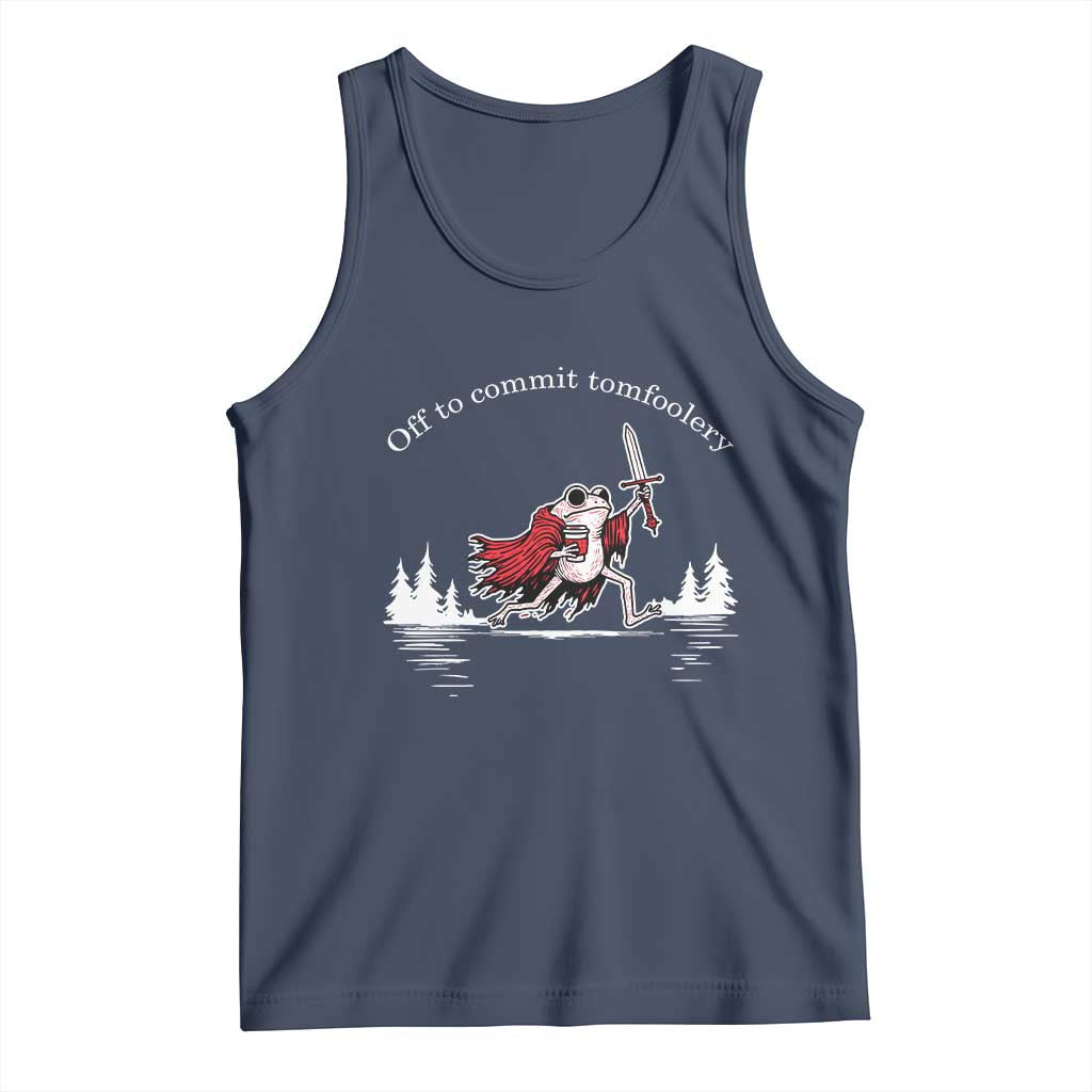 Off To Commit Tomfoolery Tank Top Frog Coffee Lover Gift TS12 Navy Print Your Wear