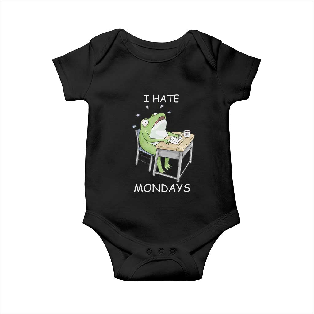 Funny Office Frog Baby Onesie I Hate Mondays TS12 Black Print Your Wear
