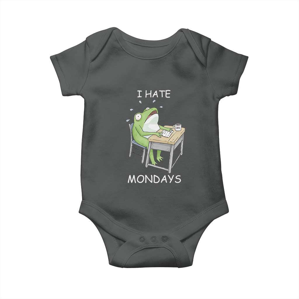 Funny Office Frog Baby Onesie I Hate Mondays TS12 Dark Heather Print Your Wear