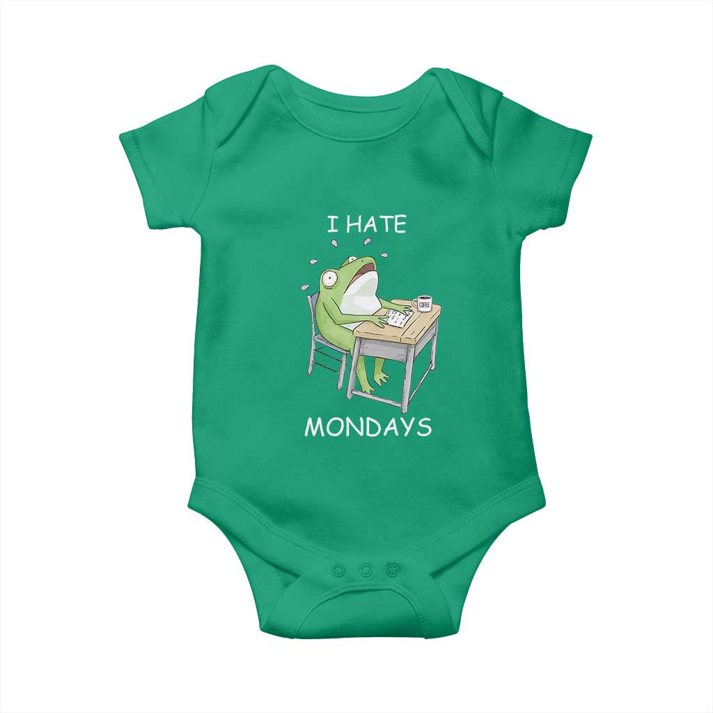 Funny Office Frog Baby Onesie I Hate Mondays TS12 Irish Green Print Your Wear