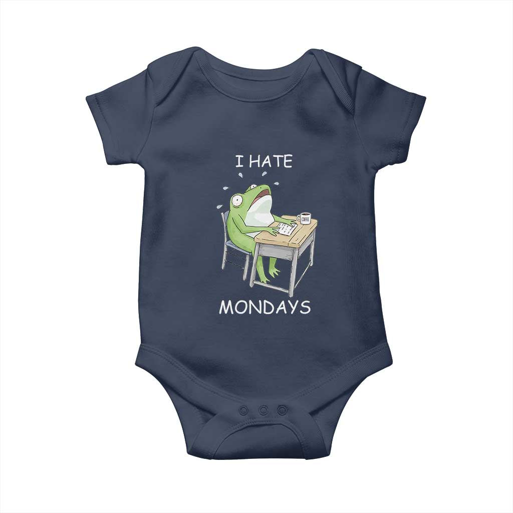 Funny Office Frog Baby Onesie I Hate Mondays TS12 Navy Print Your Wear