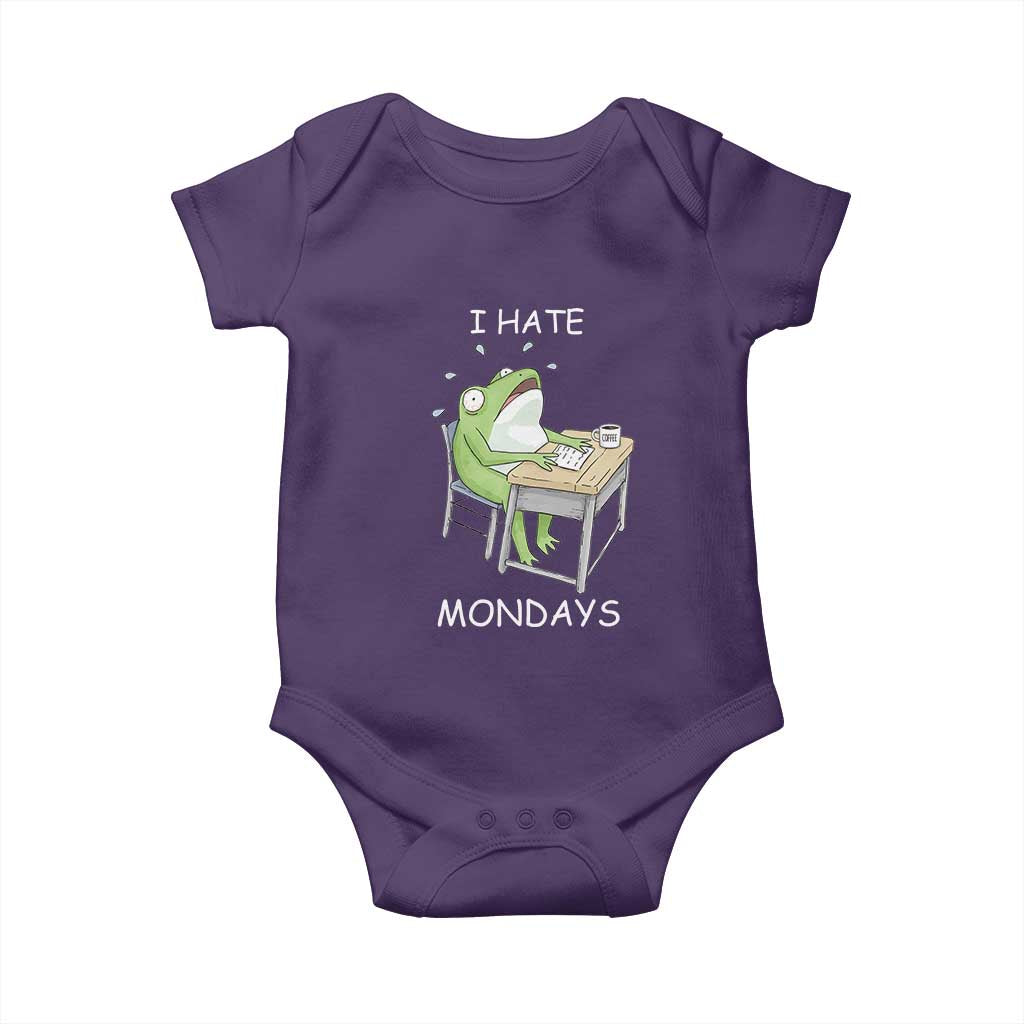 Funny Office Frog Baby Onesie I Hate Mondays TS12 Purple Print Your Wear
