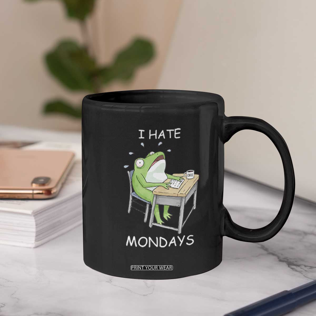 Funny Office Frog Coffee Mug I Hate Mondays TS12 Print Your Wear