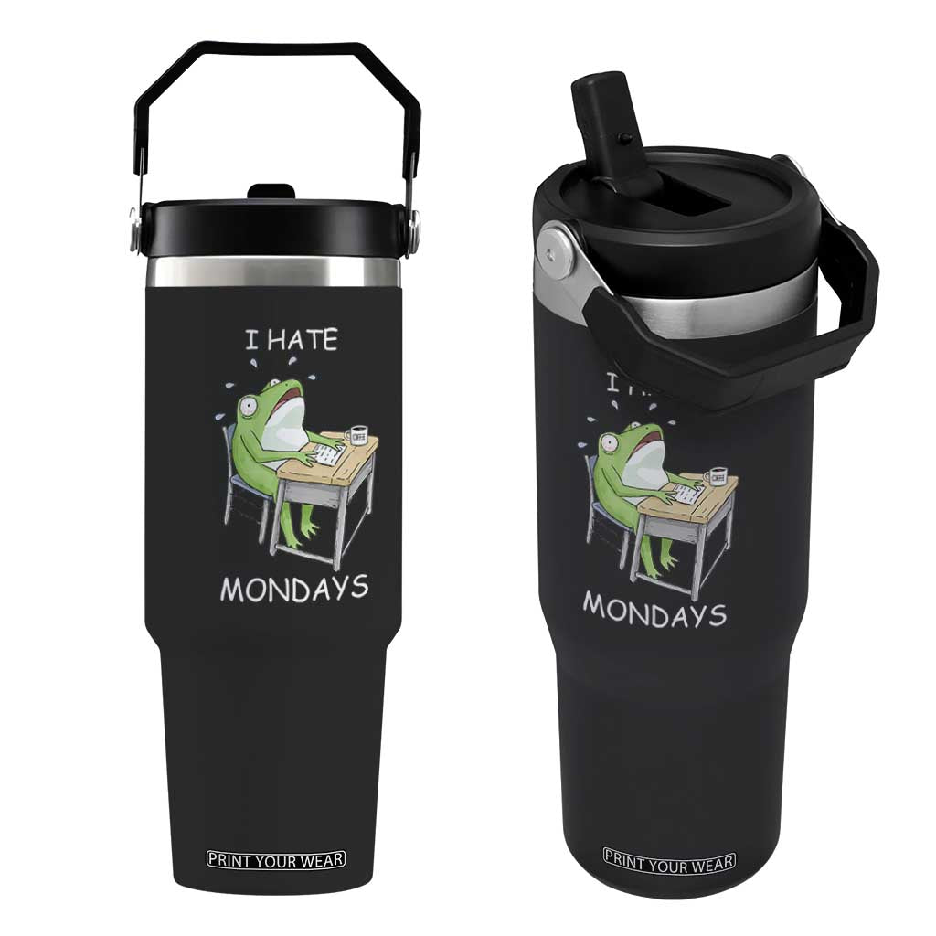 Funny Office Frog Flip Straw Tumbler I Hate Mondays TS12 One Size: 30 oz Black Print Your Wear