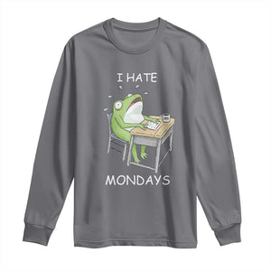 Funny Office Frog Long Sleeve Shirt I Hate Mondays TS12 Charcoal Print Your Wear