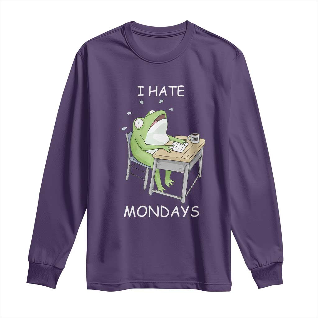 Funny Office Frog Long Sleeve Shirt I Hate Mondays TS12 Purple Print Your Wear