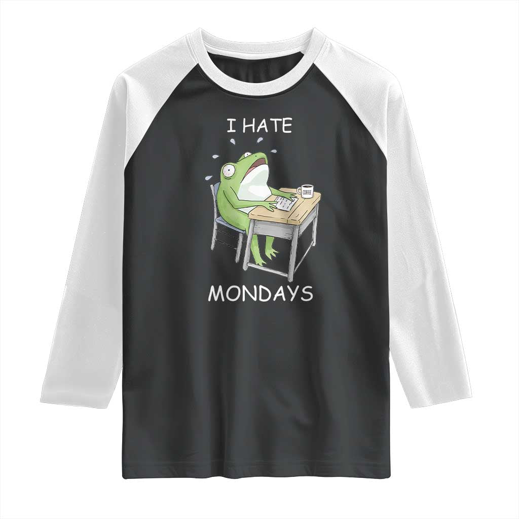 Funny Office Frog Raglan Shirt I Hate Mondays TS12 Black White Print Your Wear