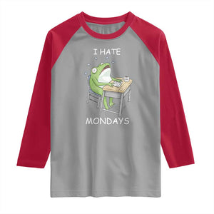 Funny Office Frog Raglan Shirt I Hate Mondays TS12 Sport Gray Red Print Your Wear