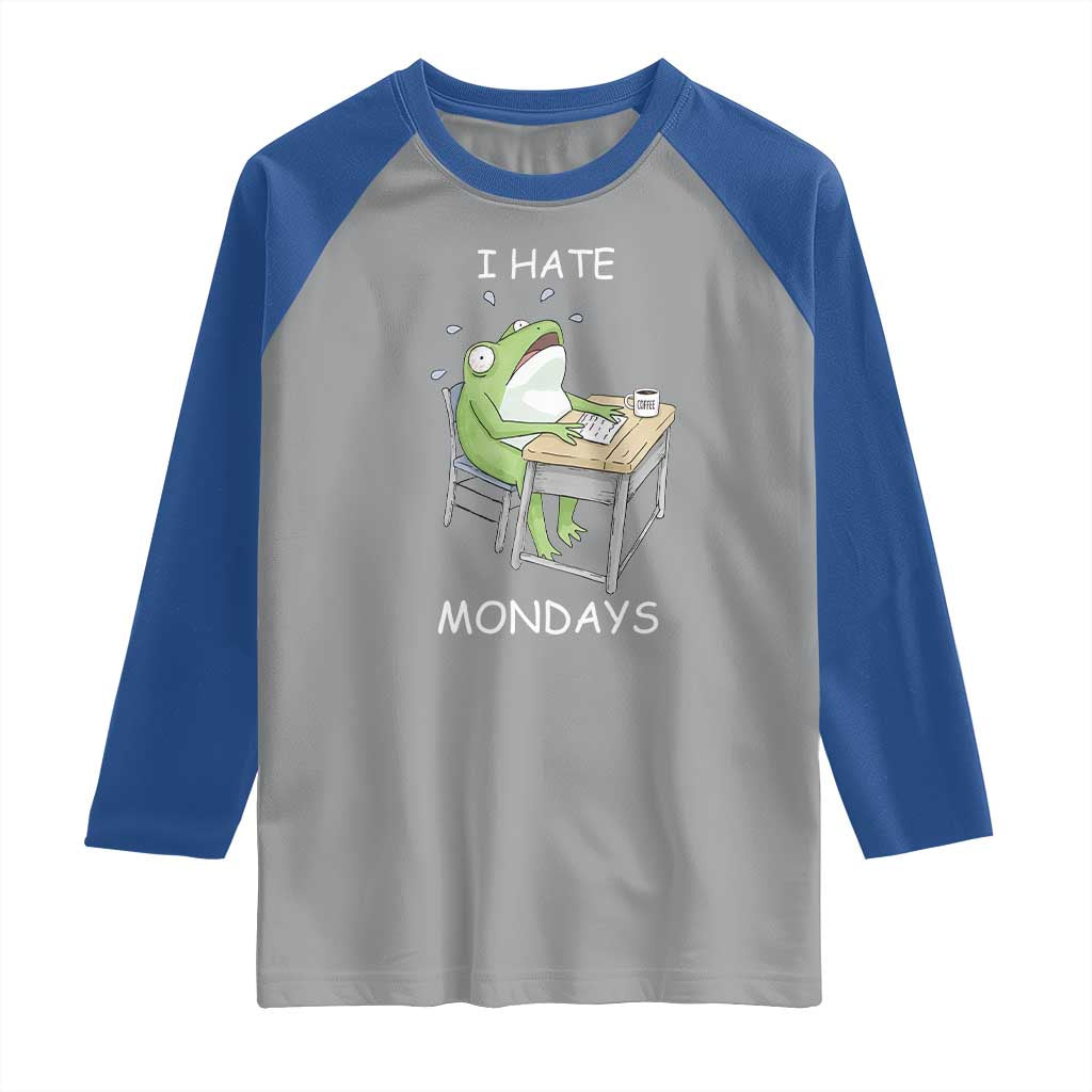 Funny Office Frog Raglan Shirt I Hate Mondays TS12 Sport Gray Royal Print Your Wear