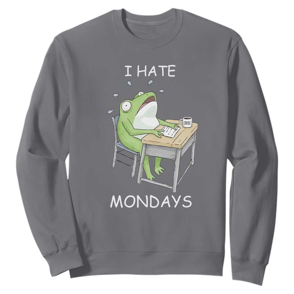 Funny Office Frog Sweatshirt I Hate Mondays TS12 Charcoal Print Your Wear