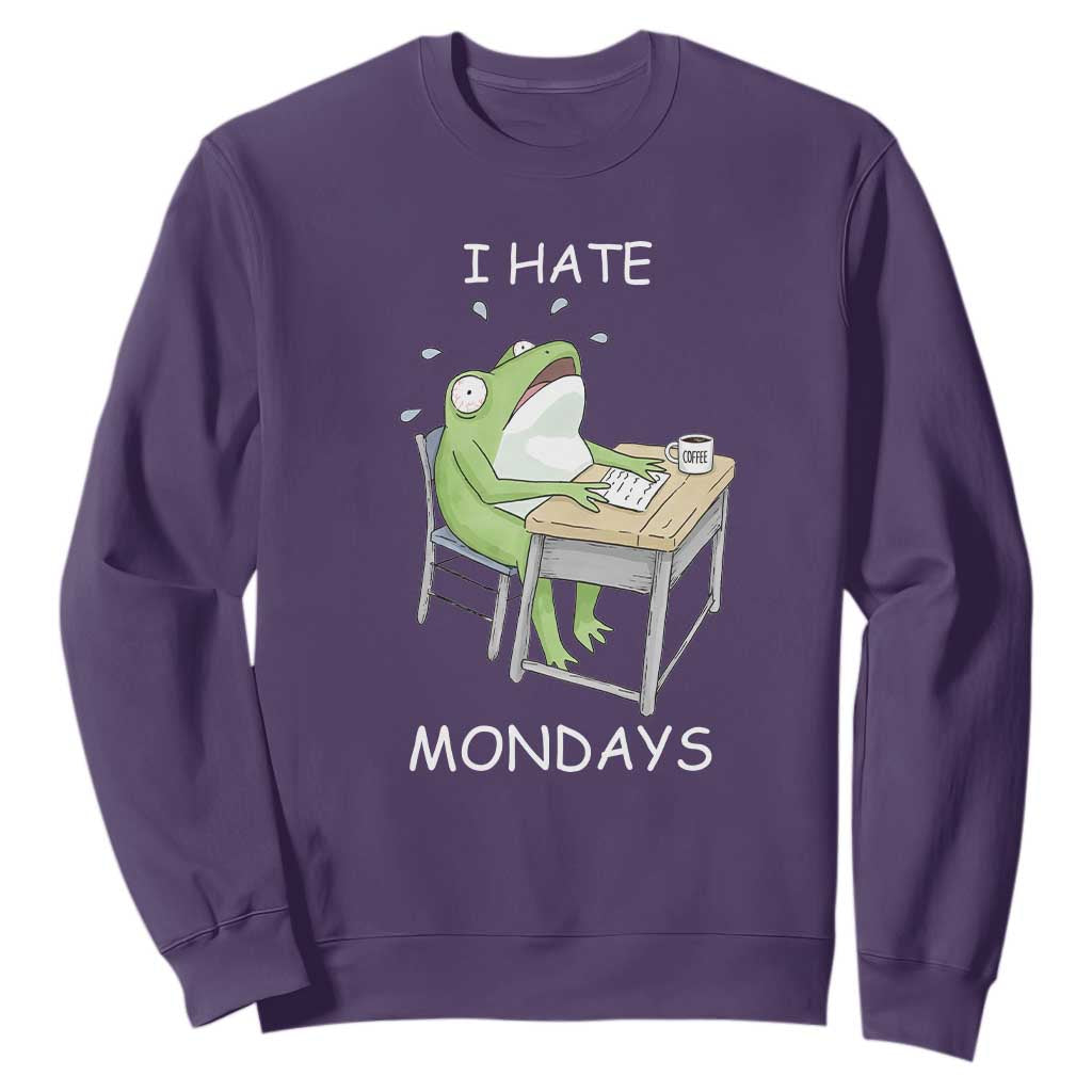 Funny Office Frog Sweatshirt I Hate Mondays TS12 Purple Print Your Wear