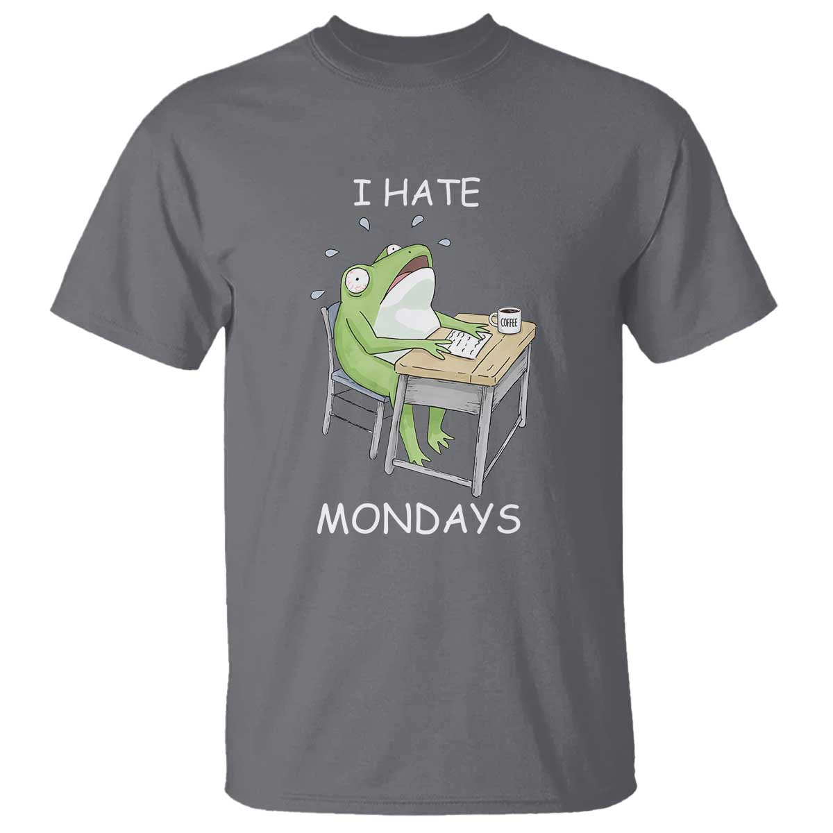 Funny Office Frog T Shirt I Hate Mondays TS12 Charcoal Print Your Wear