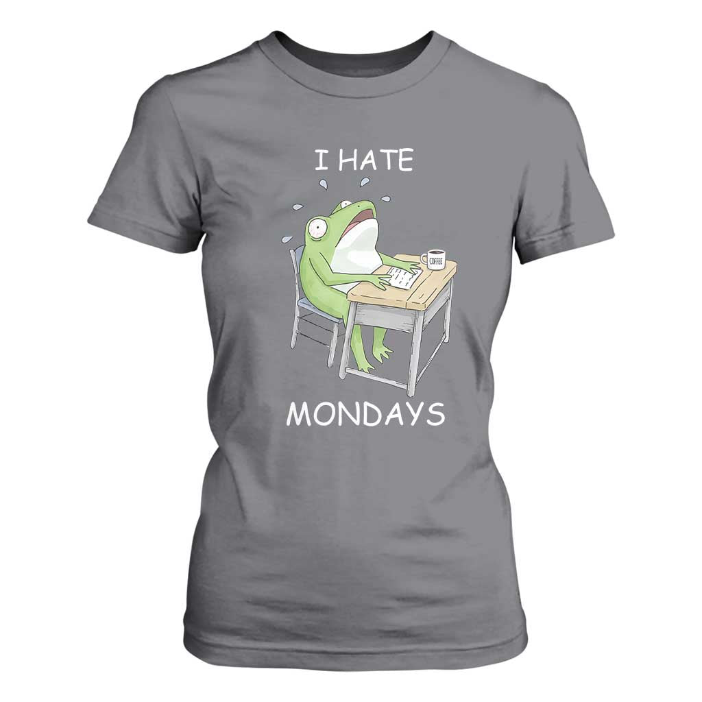 Funny Office Frog T Shirt For Women I Hate Mondays TS12 Charcoal Print Your Wear