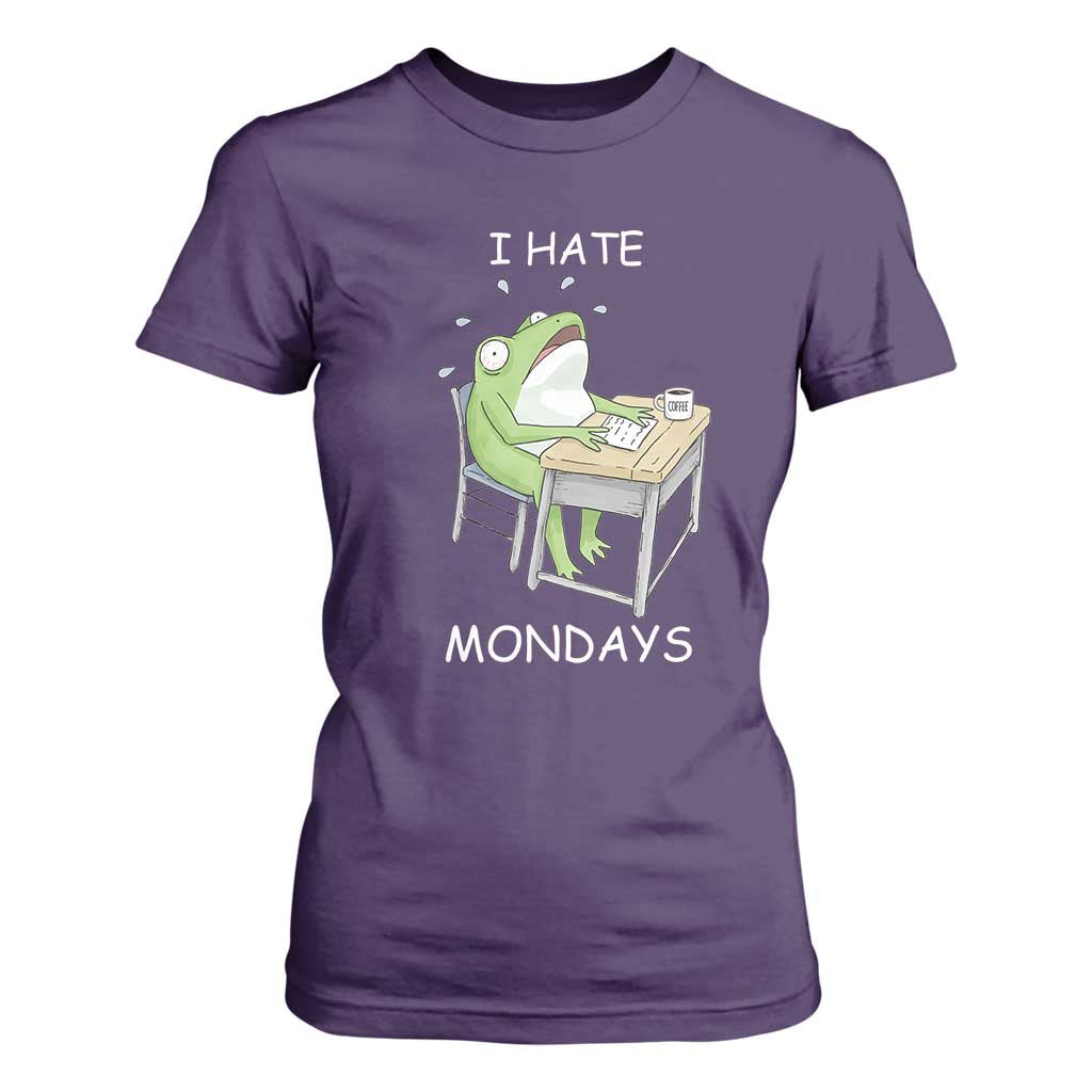 Funny Office Frog T Shirt For Women I Hate Mondays TS12 Purple Print Your Wear