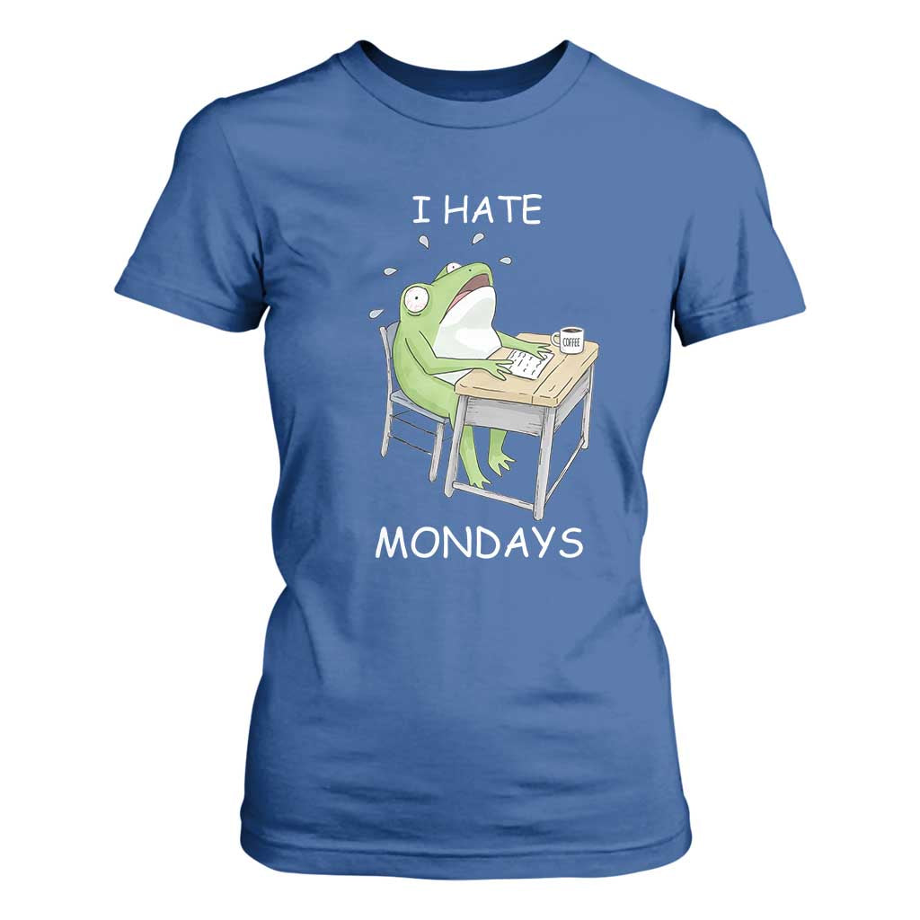 Funny Office Frog T Shirt For Women I Hate Mondays TS12 Royal Blue Print Your Wear
