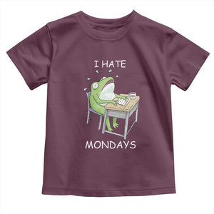 Funny Office Frog Toddler T Shirt I Hate Mondays TS12 Maroon Print Your Wear