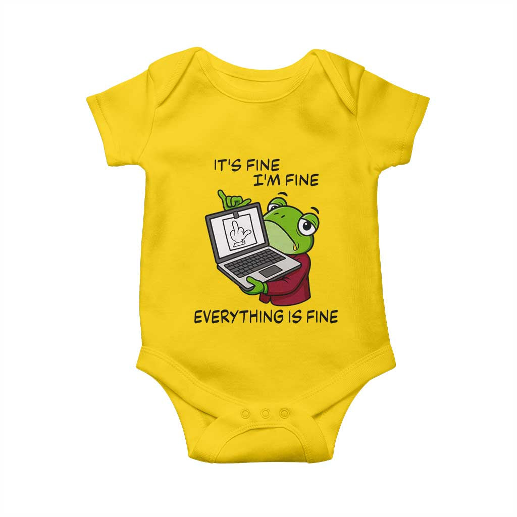 It Is Fine I Am Fine Everything Is Fine Baby Onesie Attitude Frog TS12 Daisy Print Your Wear