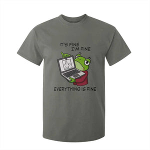 It Is Fine I Am Fine Everything Is Fine T Shirt For Kid Attitude Frog TS12 Military Green Print Your Wear