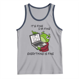It Is Fine I Am Fine Everything Is Fine Tank Top Attitude Frog TS12 Athletic Heather Navy Print Your Wear