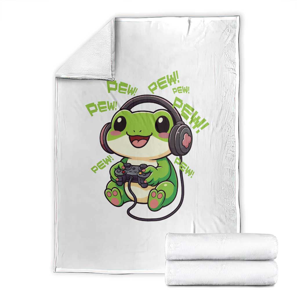 Funny Frog Playing Video Game Gift Throw Blanket TS12 White Print Your Wear