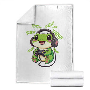 Funny Frog Playing Video Game Gift Throw Blanket TS12 White Print Your Wear