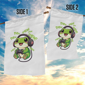 Funny Frog Playing Video Game Gift Garden Flag TS12 Print Your Wear