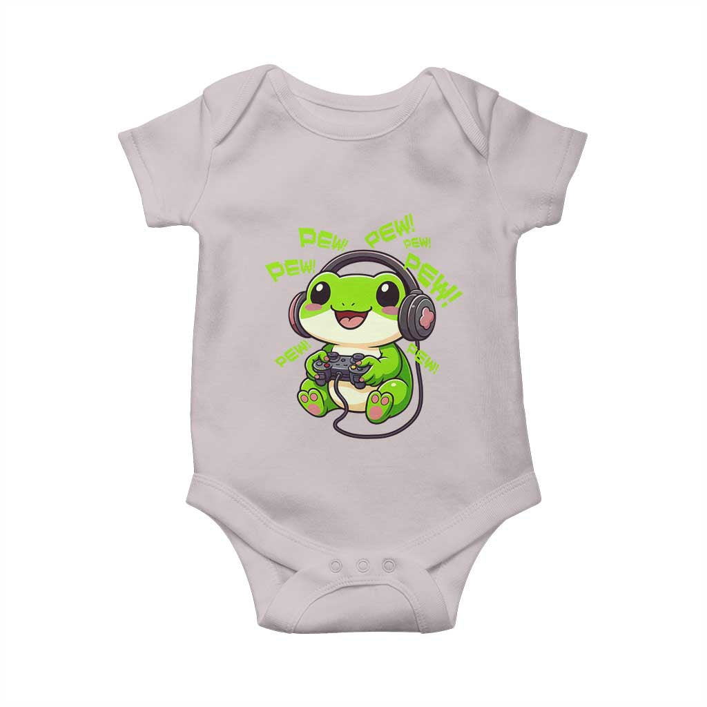 Funny Frog Playing Video Game Gift Baby Onesie TS12 Ice Gray Print Your Wear