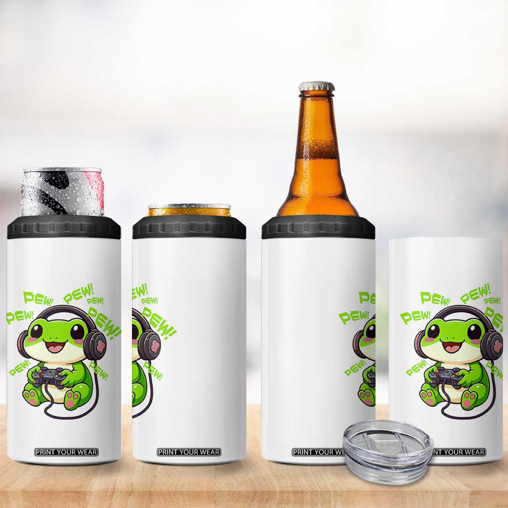 Funny Frog Playing Video Game Gift 4 in 1 Can Cooler Tumbler TS12 Print Your Wear