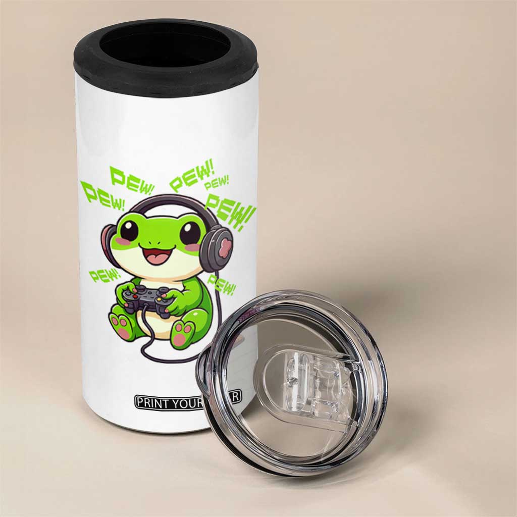 Funny Frog Playing Video Game Gift 4 in 1 Can Cooler Tumbler TS12 Print Your Wear