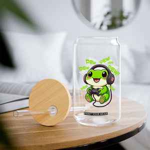 Funny Frog Playing Video Game Gift Glass Can TS12 Print Your Wear