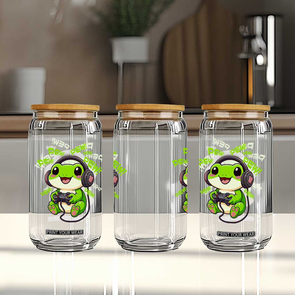 Funny Frog Playing Video Game Gift Glass Can TS12 Print Your Wear