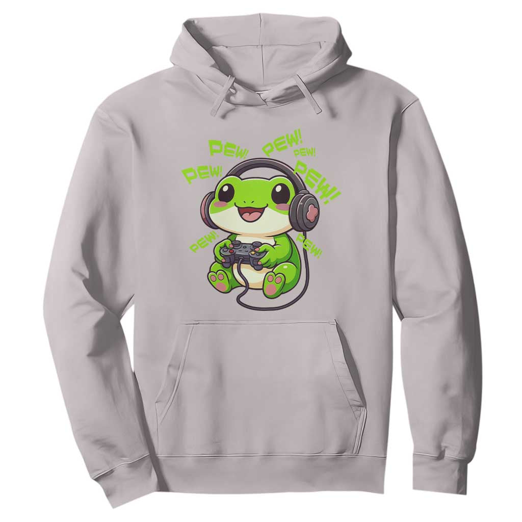 Funny Frog Playing Video Game Gift Hoodie TS12 Ice Gray Print Your Wear