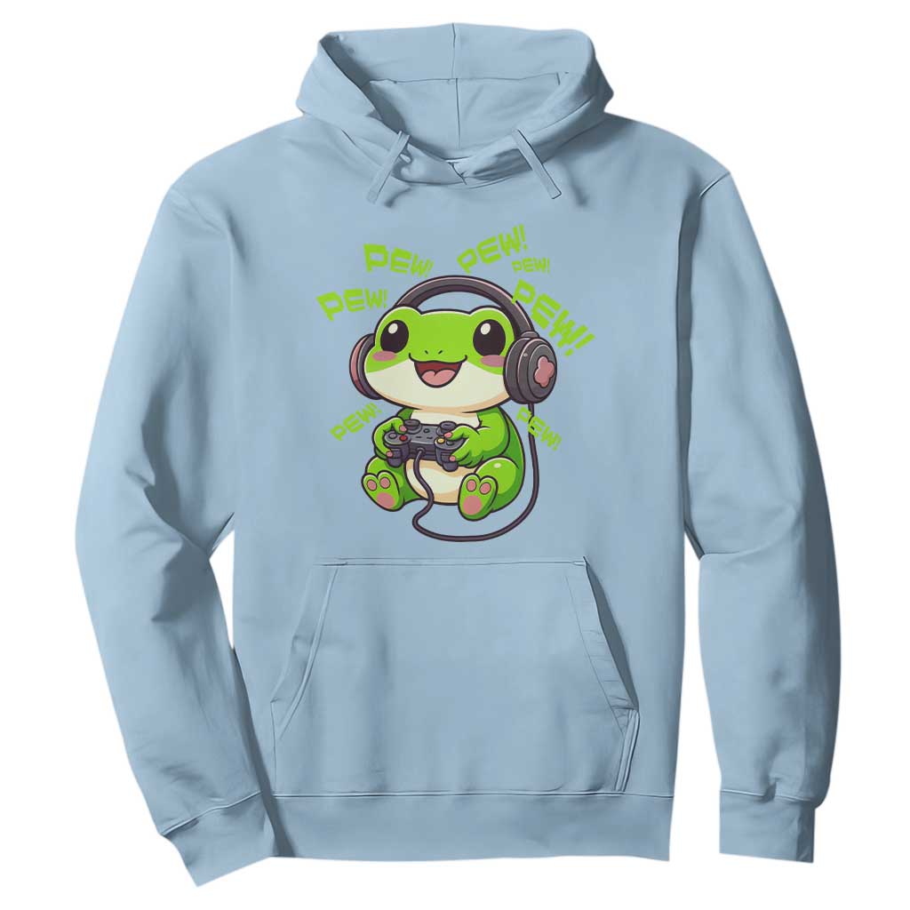 Funny Frog Playing Video Game Gift Hoodie TS12 Light Blue Print Your Wear