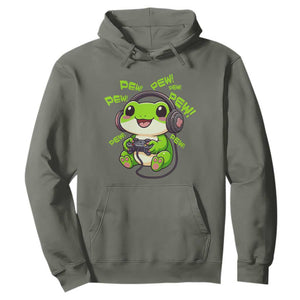 Funny Frog Playing Video Game Gift Hoodie TS12 Military Green Print Your Wear