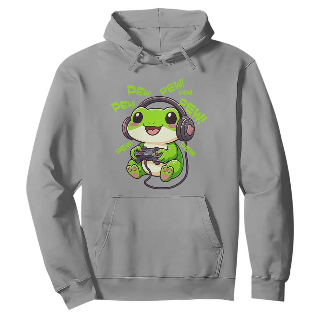Funny Frog Playing Video Game Gift Hoodie TS12 Sport Gray Print Your Wear