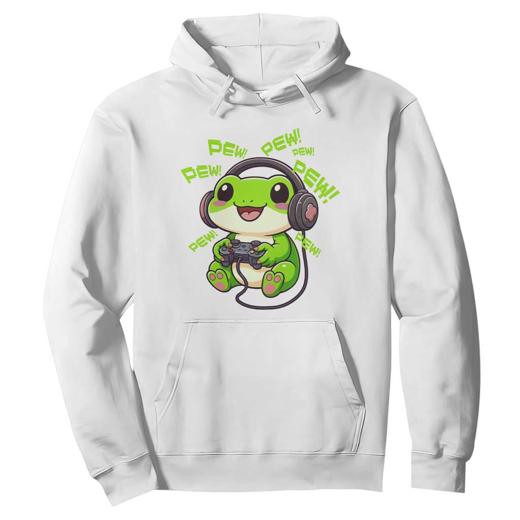 Funny Frog Playing Video Game Gift Hoodie TS12 White Print Your Wear