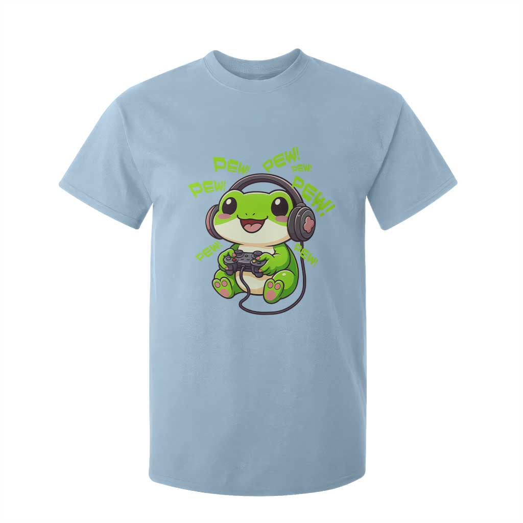 Funny Frog Playing Video Game Gift T Shirt For Kid TS12 Light Blue Print Your Wear