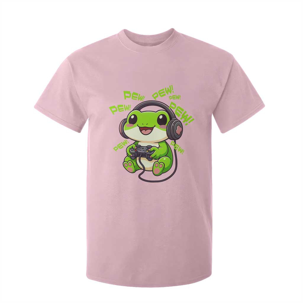 Funny Frog Playing Video Game Gift T Shirt For Kid TS12 Light Pink Print Your Wear