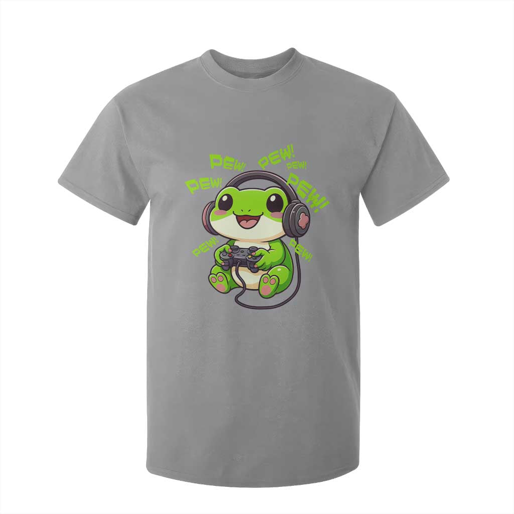 Funny Frog Playing Video Game Gift T Shirt For Kid TS12 Sport Gray Print Your Wear
