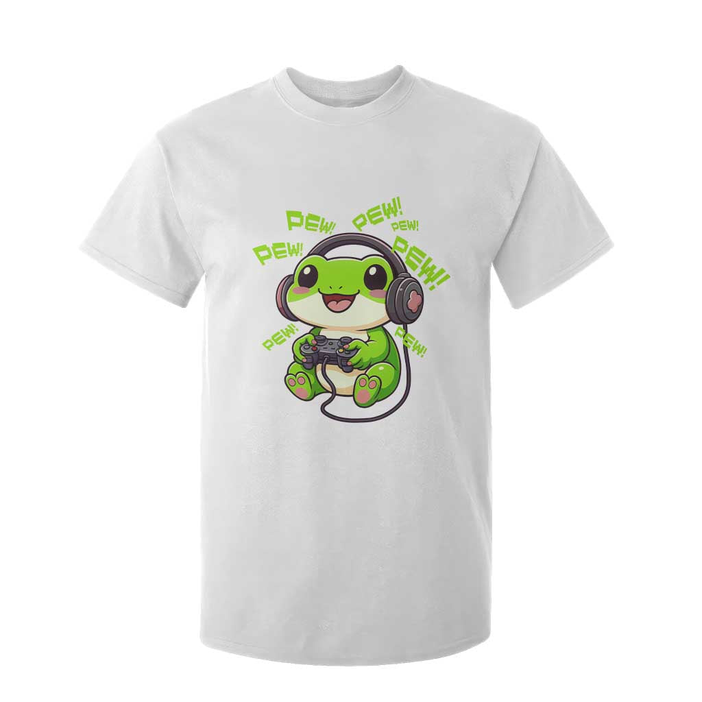 Funny Frog Playing Video Game Gift T Shirt For Kid TS12 White Print Your Wear