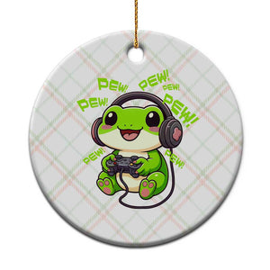Funny Frog Playing Video Game Gift Ceramic Ornament TS12 1pc Christmas Plaid Print Your Wear
