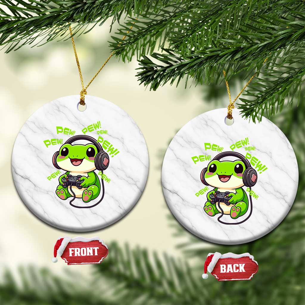 Funny Frog Playing Video Game Gift Ceramic Ornament TS12 1pc White Marble Print Your Wear